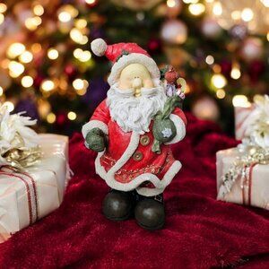 Christmas Santa With Toy Sack Polyresin Santa Claus Statue 17 inch